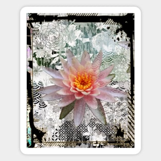 Japanese Collage Art Lotus Water Lily Collage Art 61 Magnet